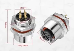 M12 connector waterproof male and female connector 8 pins m12 φ13.4mm