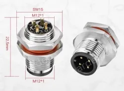 M12 connector waterproof male and female connector 8 pins sw15 m12