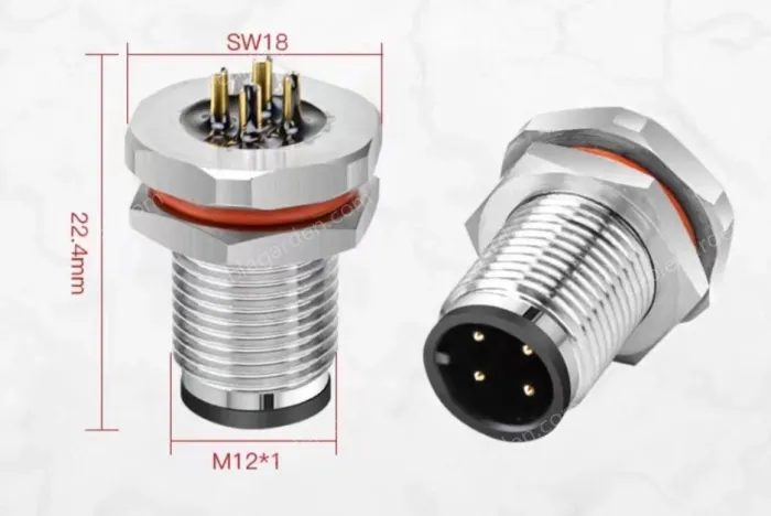 M12 connectowaterproof male and female connector 5 pins sw18 m12 22.4mm